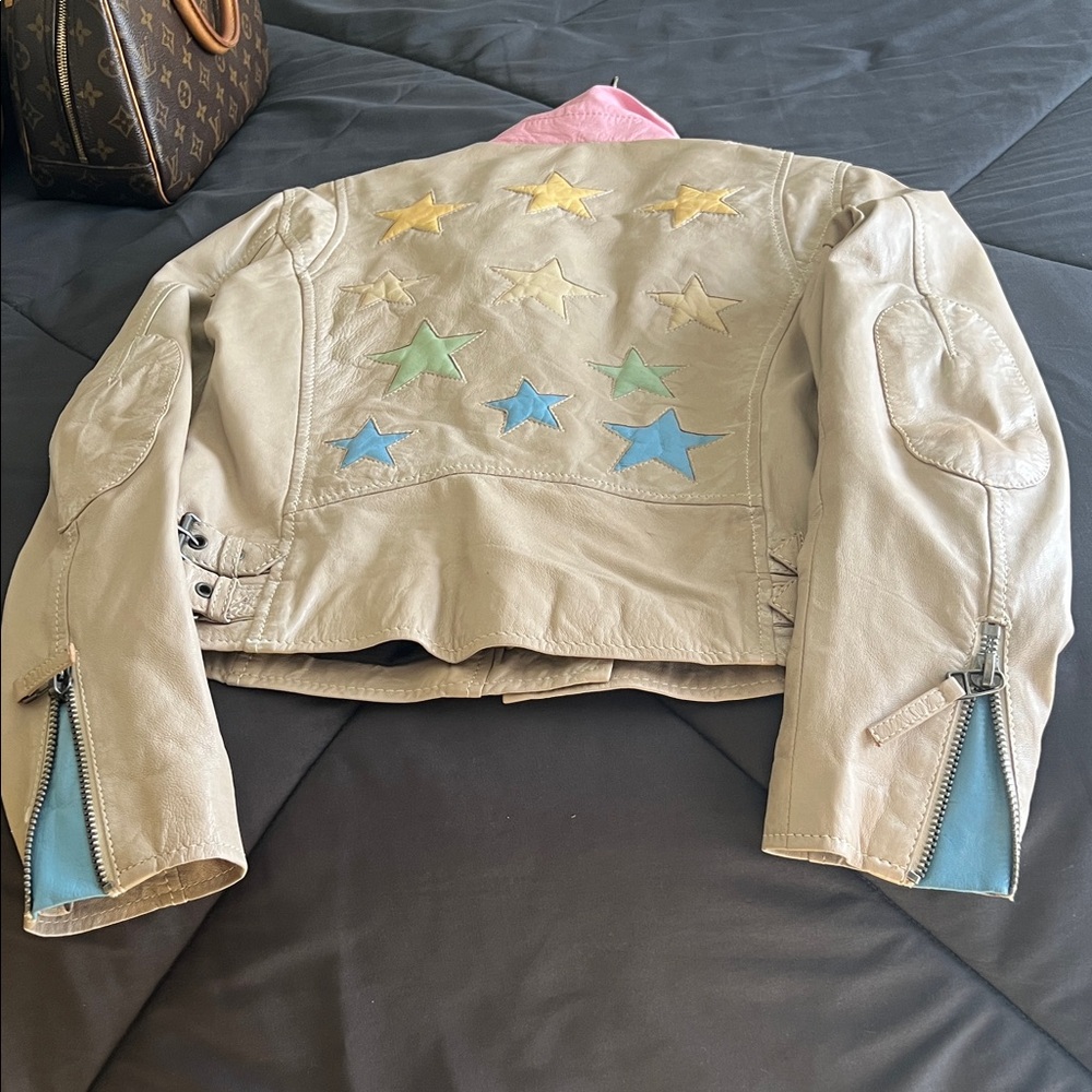 Star Pattern Leather Jacket - Picture 2 of 7